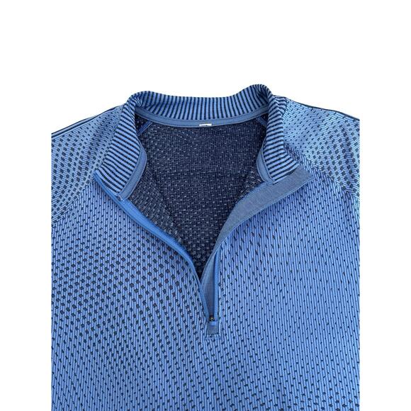 Lululemon Rest Less Cropped Pullover Size 12 Blue Nile 1/2 Zip Seamless - Picture 6 of 7